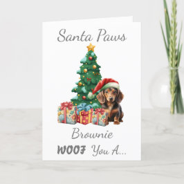 Tarjeta Festiva Navidades personalizables Perro Mini Dachshund