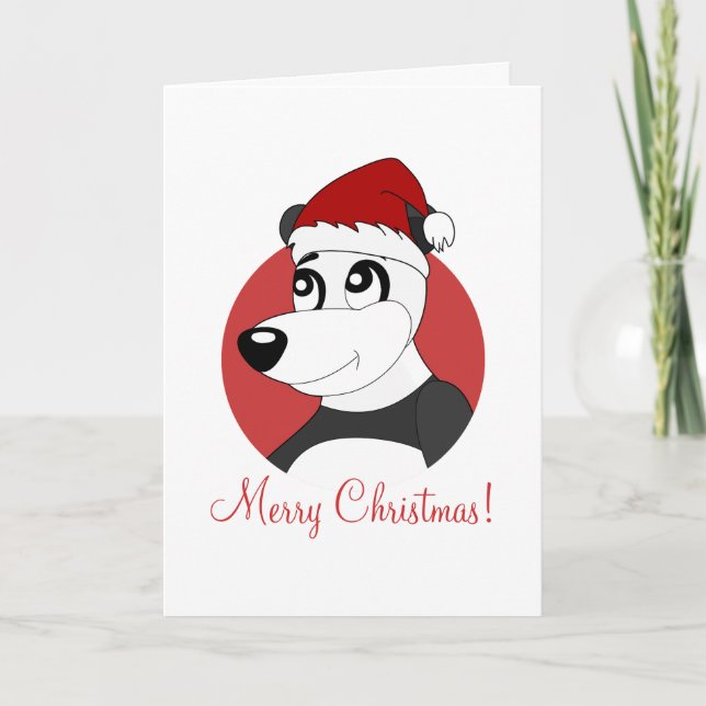 Tarjeta Festiva Navidades personalizado con lindo panda oso coche  (Anverso)