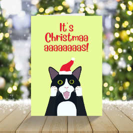 Tarjeta Festiva Navidades personalizado de gato de esmoquin gracio