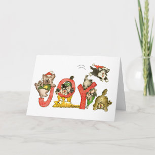 Tarjeta Festiva Navidades Personalizado Kitten Gatos JOY CARTA