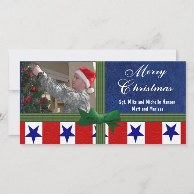 Tarjeta Festiva Navidades Personalizado Militar (Anverso)