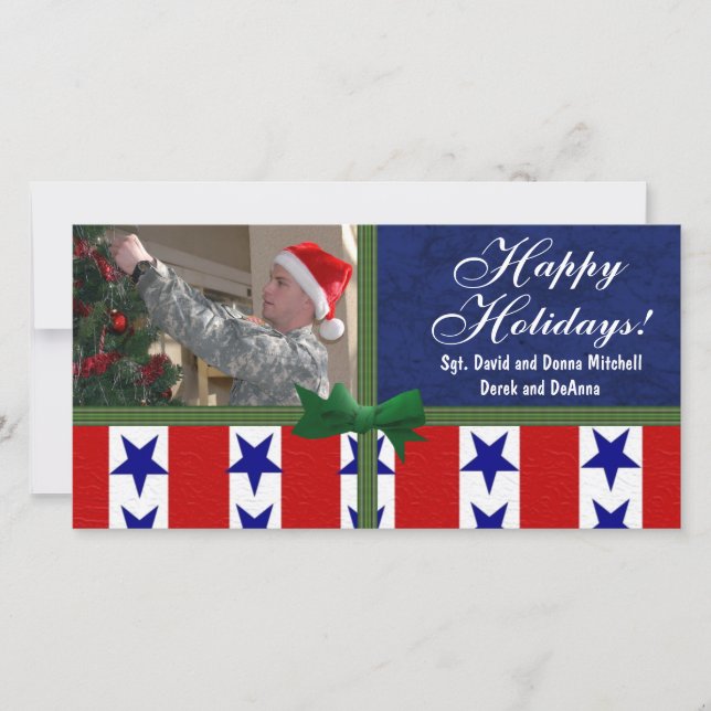 Tarjeta Festiva Navidades Personalizado Patriótico Militar (Anverso)