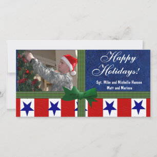 Tarjeta Festiva Navidades Personalizado Patriótico Militar