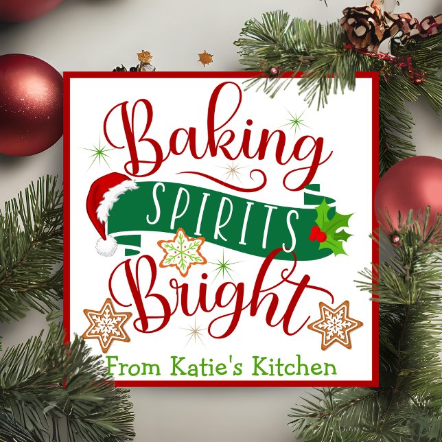 Tarjeta Festiva Navidades Personalizados brillantes de los Espírit (Festive Baking Spirits Bright Custom Christmas Holiday Card, Add your name and a special message!)