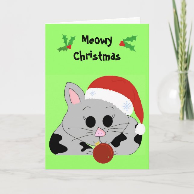 Tarjeta Festiva Navidades personalizados Cat (Anverso)