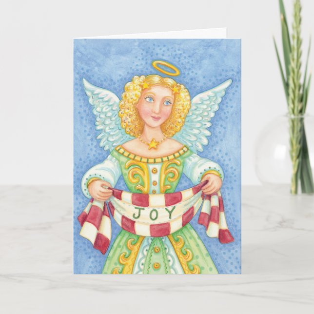 Tarjeta Festiva Navidades Personalizados cortos Angel Halo con ban (Anverso)