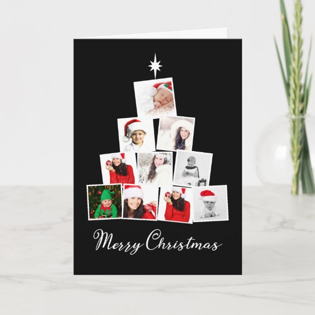 Tarjeta Festiva Navidades personalizados de árbol y estrella (Anverso)