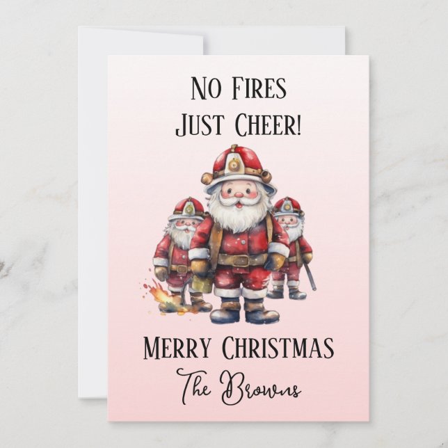 Tarjeta Festiva Navidades personalizados de brigada de bomberos/bo (Anverso)