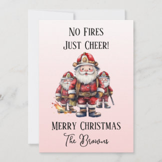 Tarjeta Festiva Navidades personalizados de brigada de bomberos/bo