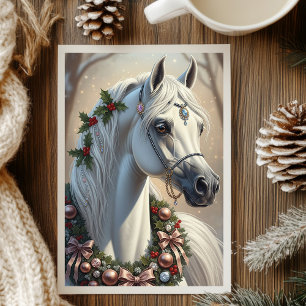 Tarjeta Festiva Navidades Personalizados de caballos blancos festi