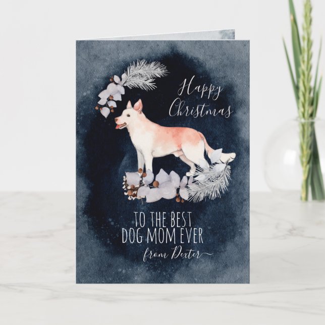Tarjeta Festiva Navidades personalizados de canaan Dog Mom (Anverso)
