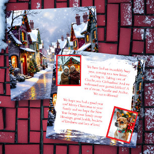 Tarjeta Festiva Navidades personalizados de Cobblestone Street Vil