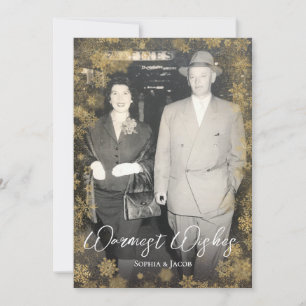 Tarjeta Festiva Navidades Personalizados de copas de nieve doradas