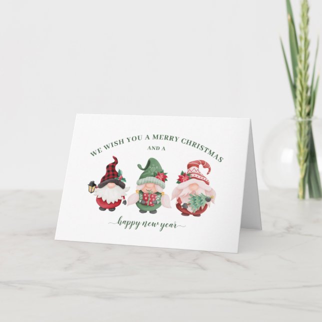 Tarjeta Festiva Navidades Personalizados de Cute Gnomes (Anverso)