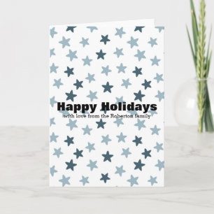 Tarjeta Festiva Navidades personalizados de estrellas azules y bla
