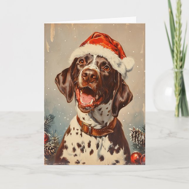 Tarjeta Festiva Navidades personalizados de German Shorthairo (Anverso)