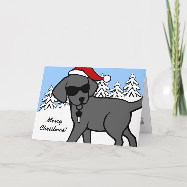 Tarjeta Festiva Navidades Personalizados de Guay Black Labrador (Anverso)