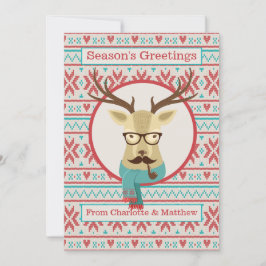 Tarjeta Festiva Navidades personalizados de Hipster Deer