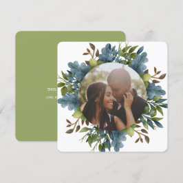 Tarjeta Festiva Navidades Personalizados de hojas verdes azules Fo