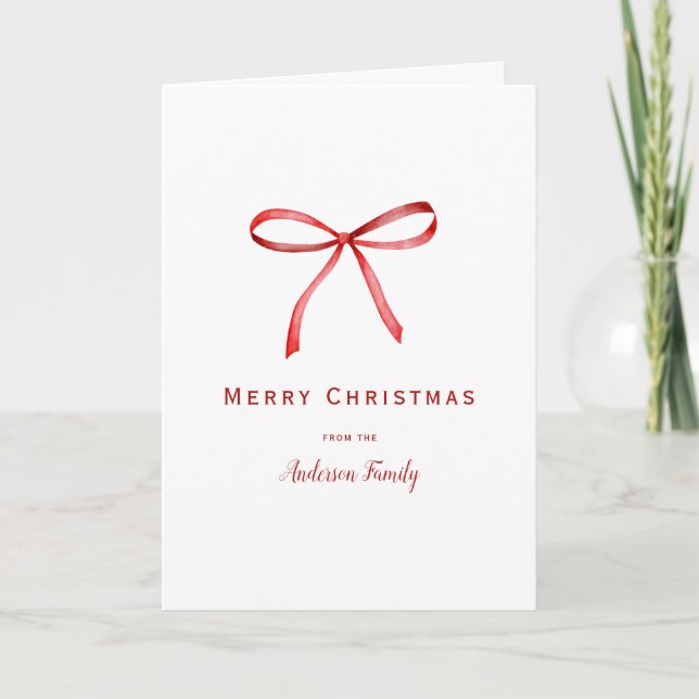 Tarjeta Festiva Navidades Personalizados de la cinta roja (Anverso)