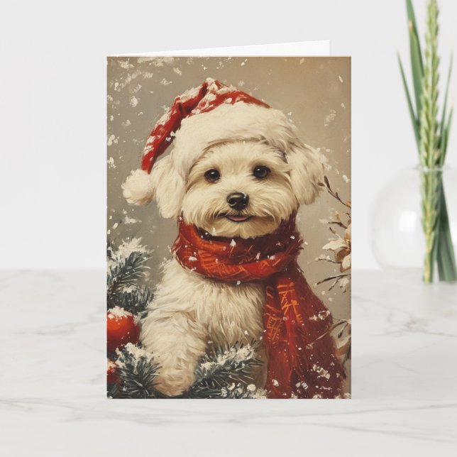 Tarjeta Festiva Navidades personalizados de la cosecha de perros m (Anverso)
