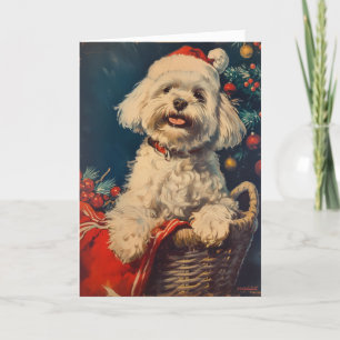 Tarjeta Festiva Navidades personalizados de la cosecha de perros m