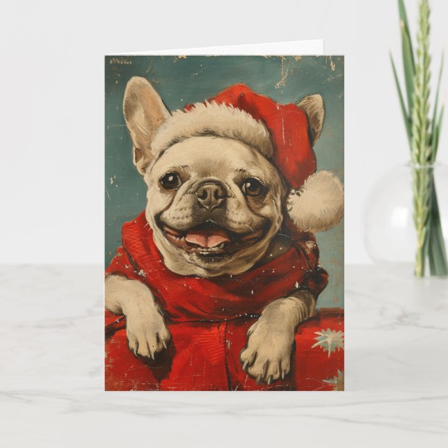 Tarjeta Festiva Navidades personalizados de la época del Bulldog f (Anverso)