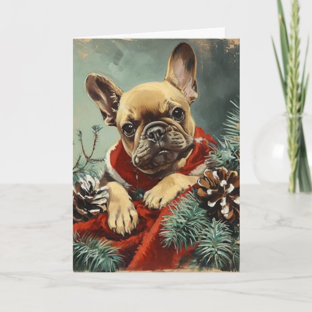Tarjeta Festiva Navidades personalizados de la época del Bulldog f (Anverso)