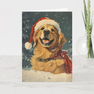 Tarjeta Festiva Navidades personalizados de la época Golden Retrie