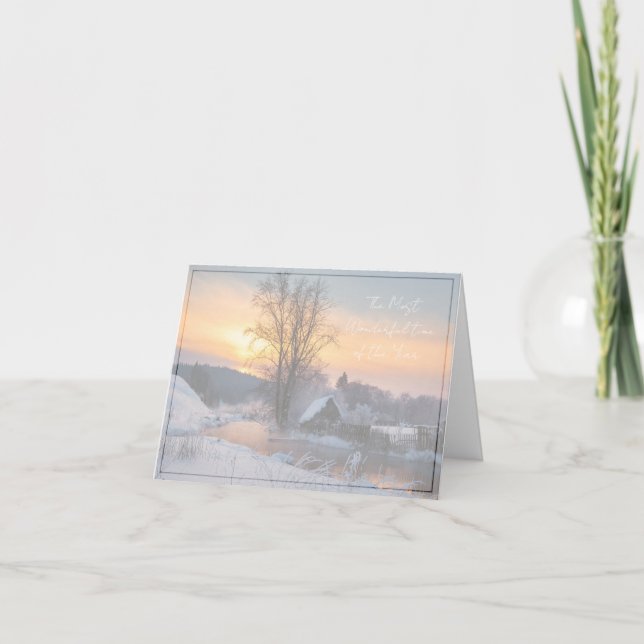 Tarjeta Festiva Navidades personalizados de la escena del invierno (Anverso)