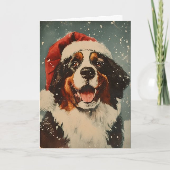 Tarjeta Festiva Navidades personalizados de la Montaña de Bernese (Anverso)