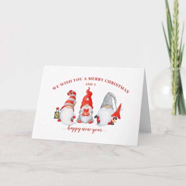Tarjeta Festiva Navidades personalizados de los gnomos (Anverso)