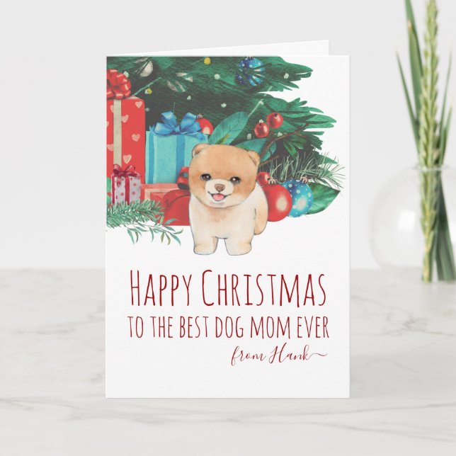 Tarjeta Festiva Navidades personalizados de Mamá de Cachorros de P (Anverso)