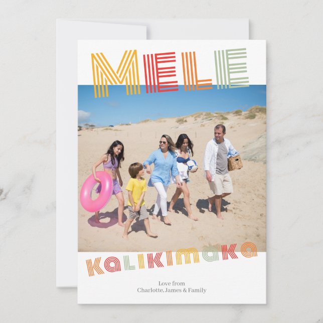 Tarjeta Festiva Navidades personalizados de Mele Kalikimaka (Anverso)