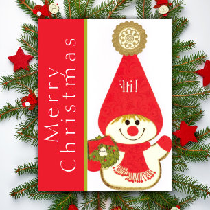 Tarjeta Festiva Navidades Personalizados de Mid Century Happy Snow