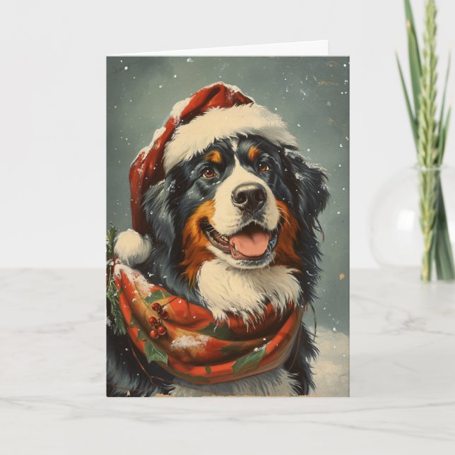 Tarjeta Festiva Navidades personalizados de perro de montaña de Be (Anverso)