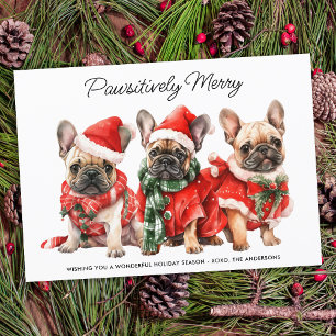 Tarjeta Festiva Navidades personalizados de perros de Bulldog fran