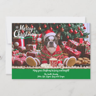 Tarjeta Festiva Navidades personalizados de pijamas de Boston terr