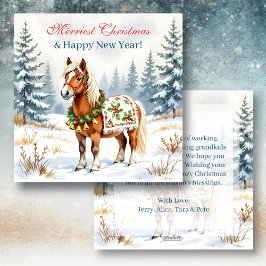 Tarjeta Festiva Navidades personalizados de Shetland Pony