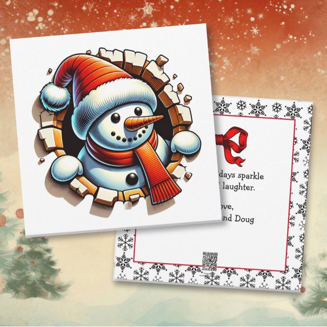Tarjeta Festiva Navidades personalizados de Snowman 3-d (Subido por el creador)