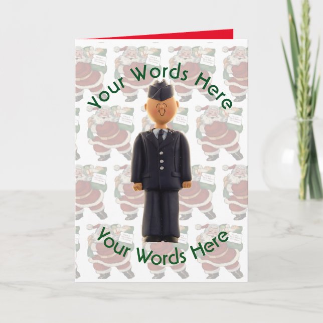 Tarjeta Festiva Navidades Personalizados de Toy White Airman (Anverso)