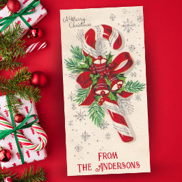 Tarjeta Festiva Navidades Personalizados De Vintage Candy Cane And
