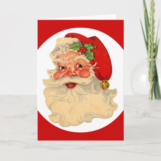 Tarjeta Festiva Navidades Personalizados del clásico Jolly Santa C (Anverso)