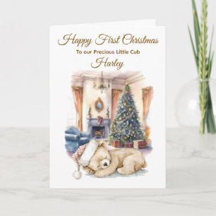 Tarjeta Festiva Navidades personalizados del cubo de oso de color