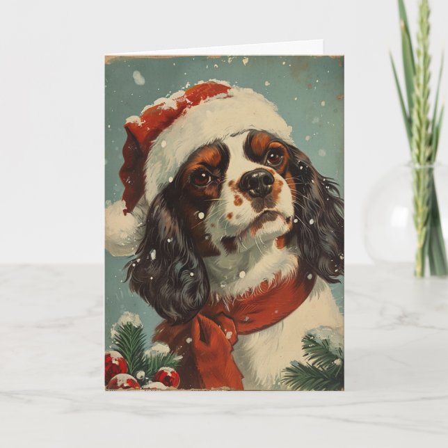 Tarjeta Festiva Navidades personalizados del Rey Charles Spaniel (Anverso)