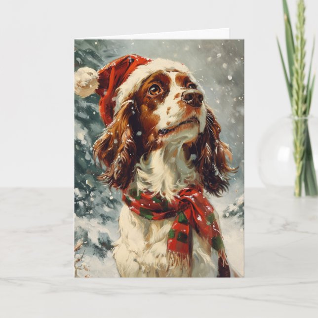 Tarjeta Festiva Navidades personalizados del Rey Charles Spaniel (Anverso)