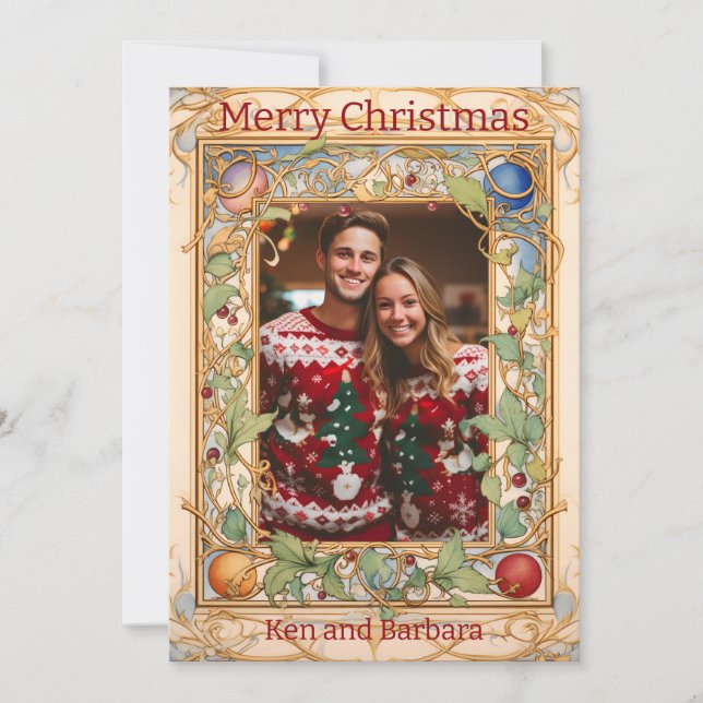 Tarjeta Festiva Navidades personalizados escribían temas (Anverso)