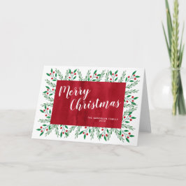 Tarjeta Festiva Navidades personalizados Floral de color de agua r