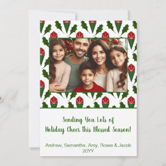 Tarjeta Festiva Navidades personalizados foto rosas rojas, arte ho