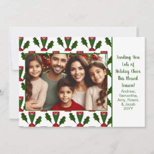 Tarjeta Festiva Navidades personalizados foto rosas rojas y arte h